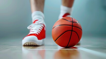A Man In Stylish Sneakers Playing With A Basketball On A Light Grey Background, Close-Up, Wallpaper Pictures, Background Hd