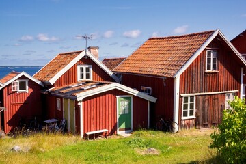 Traditional buildings in Sandhamn at the Stockholm archipelago