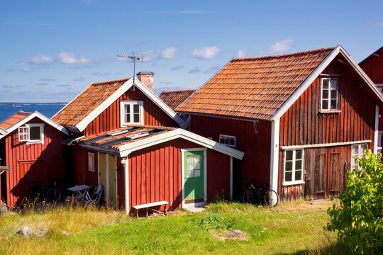 Traditional buildings in Sandhamn at the Stockholm archipelago