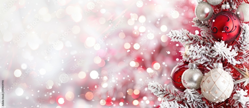 Poster festive christmas card featuring a white and red design with copy space image