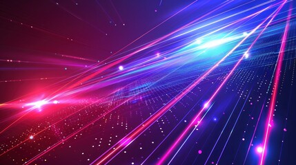 Obraz premium Abstract Digital Landscape with Glowing Lines and Dots