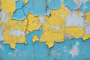 Obraz premium Peeling Painted Yellow Blue Wall
