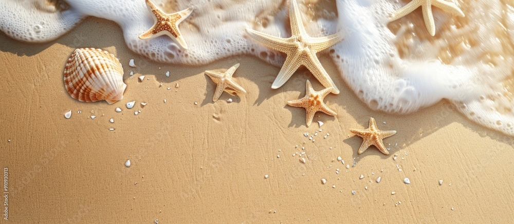 Poster seaside sand offers a scenic background for summer concepts with available copy space image