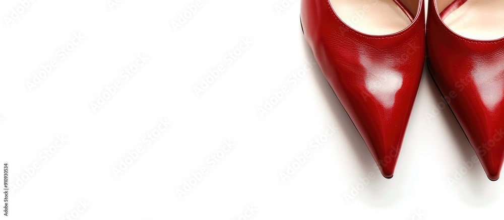 Poster women s high heel shoes visibly worn on a white background with a blank space for additional content