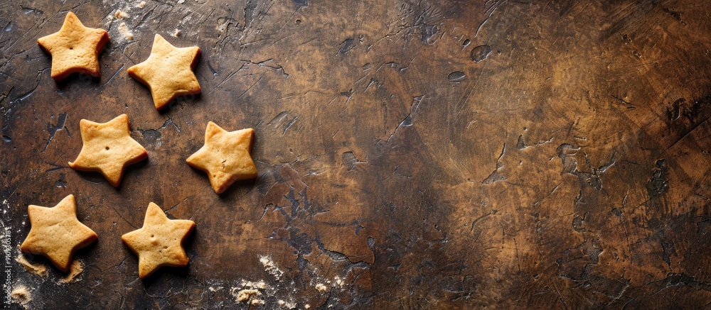 Aufkleber Three distinct star shapes on uncooked cookie dough with copy space image