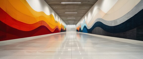 Olympic-themed mural in Paris with natural lighting and extensive space for text