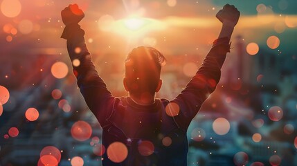 Victory celebration of success, hard work paid off concept image, success concept background