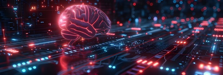 Image of Artificial Intelligence Brain Concept background, Ai Brain Manipulating data