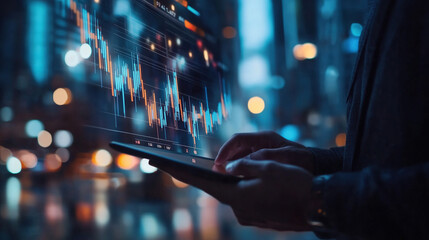 Business development concept. Business people using tablets and working together for financial data analysis, a business chart with a graph of stock market. Digital business growth. Business tech