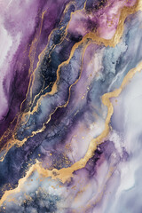 Obraz premium Abstract, watercolor luxury background. Blue and purple texture with elegant gold. Generative AI.