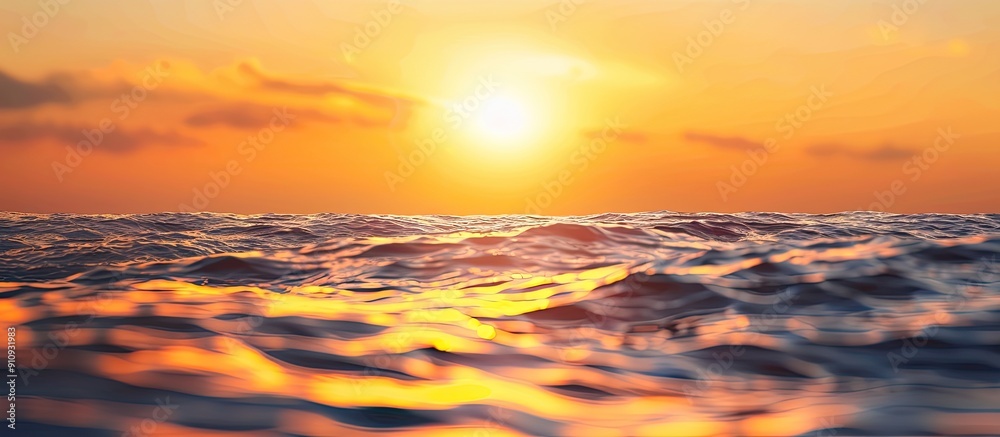 Poster Sunset over the sea with a fuzzy background and room for a copy space image