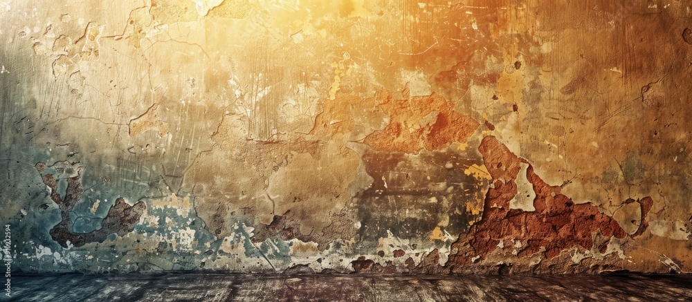 Poster Weathered wall background with an abstract appearance and copy space image