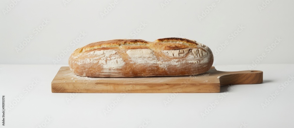 Aufkleber a loaf of bread displayed on a cutting board with a plain white background suitable for a copy space