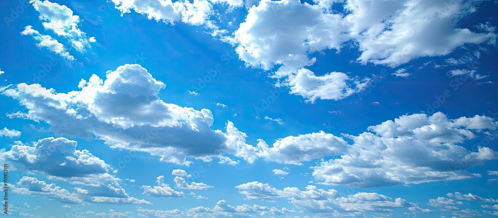 Aufkleber the expansive blue sky with fluffy clouds creates a serene copy space image