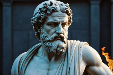 Stoic greek philosopher thinking statue