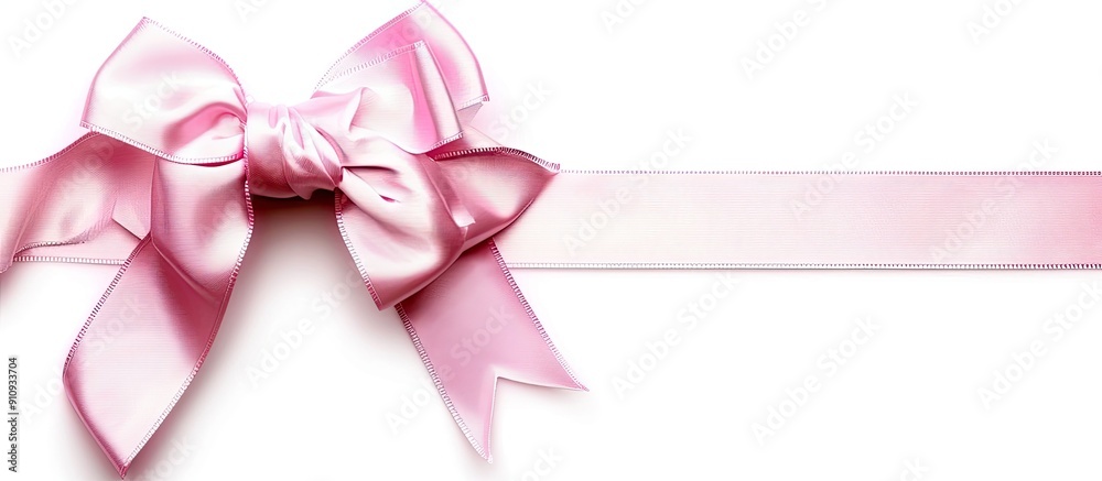 Aufkleber pink satin bow with crisscross ribbon on a white background for a copy space image