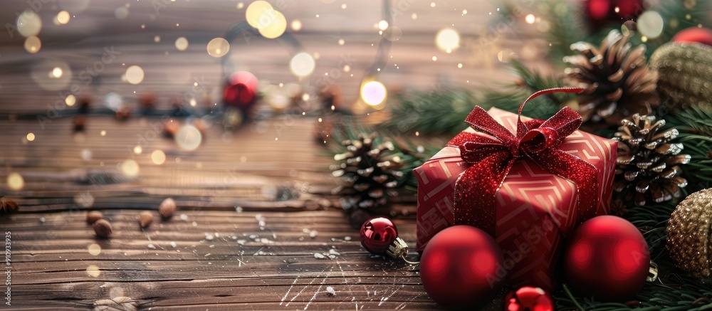 Poster a present or ornament to enhance with copy space image