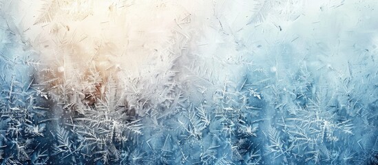 A wintery abstract backdrop featuring patterns on frosted window glass with room for text or images. Creative banner. Copyspace image