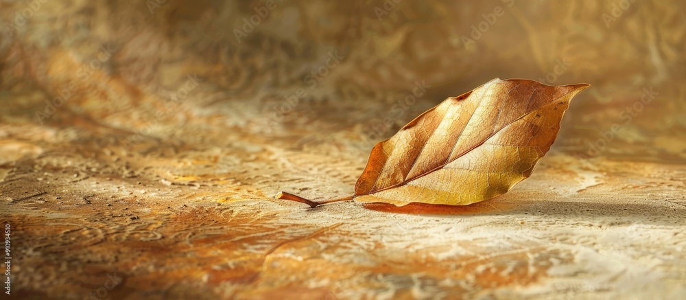 Aufkleber nature backdrop with a golden leaf includes copy space image