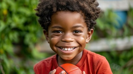 A Cute African American Schoolboy With A Ball, Looking At The Camera Against A Fence, Full Of Joy, Wallpaper Pictures, Background Hd