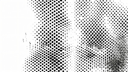 Diverse-sized black dots create a halftone design against a white backdrop