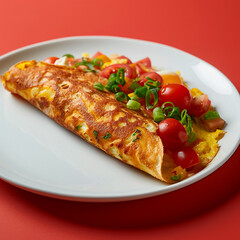 Stuffed Crispy Egg Crepe on a White Dish A Gourmet Delight