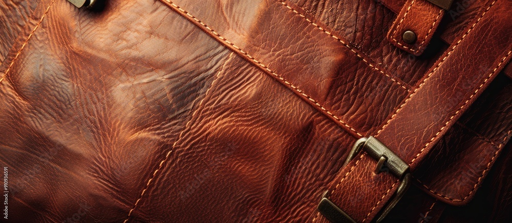 Poster genuine leather product displayed with copy space image