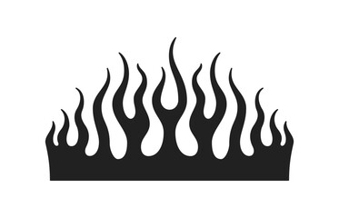 Y2k abstract neo gothic fire flame black aesthetic monochrome icon vector flat illustration. Psychedelic emo rock flammable blaze silhouette mystic rave futuristic t shirt print