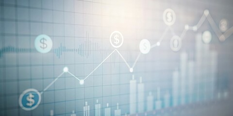 Background Featuring Financial Graphs and Pension Fund Icons on a Computer Screen, Representing Income Protection Strategies

