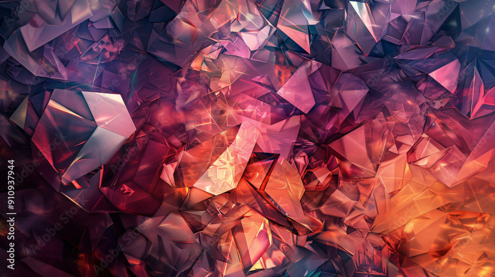 Aufkleber Abstract background showing a crystal formation with shiny facets reflecting light