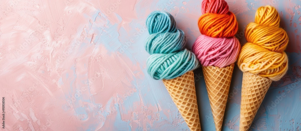Aufkleber engage in a soothing pastime creating vibrant yarn waffle cones with organic cotton relax and unwind