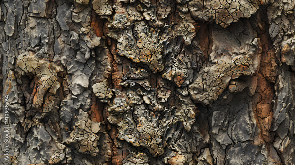Aufkleber detailed close-up of rough tree bark texture, ideal for backgrounds and textures