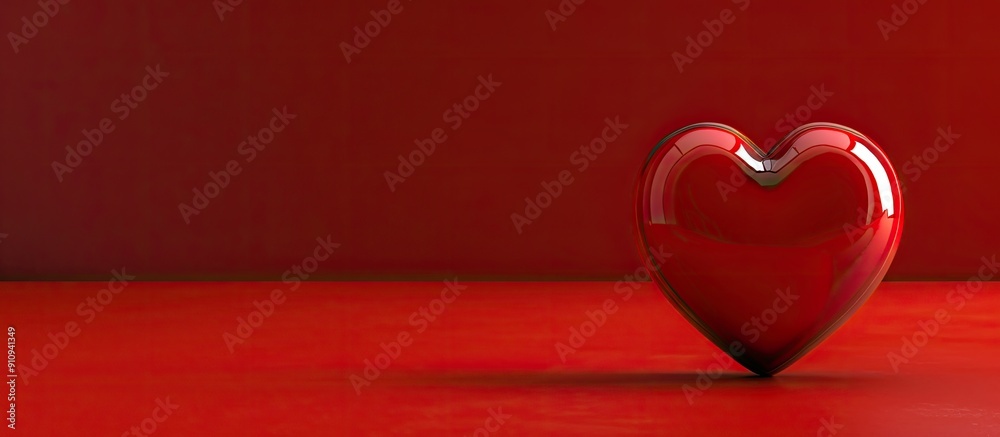 Poster valentine s day card with a red heart symbol suitable for a love concept featuring a copyspace image