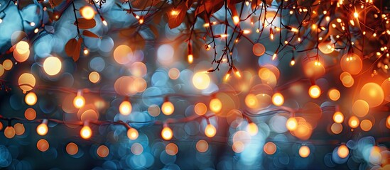 String lights enhancing a festive atmosphere ideal for decoration creating a cozy ambiance for any occasion with a copy space image