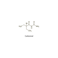 Carbromal flat skeletal molecular structure GABA A receptor agonist drug used in insomnia treatment. Vector illustration scientific diagram.