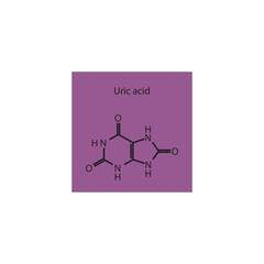 Uric acid skeletal structure schematic illustration, nucleobase molecule.