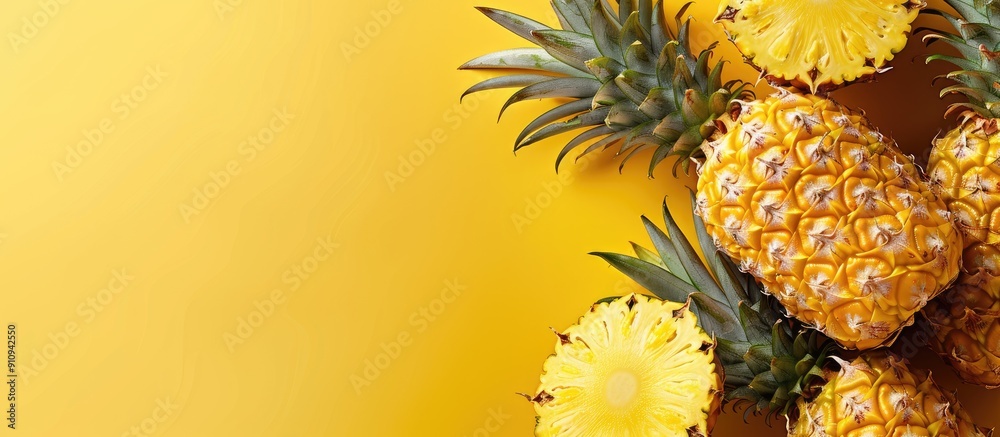 Aufkleber Background of pineapple fruit texture with ample copy space image