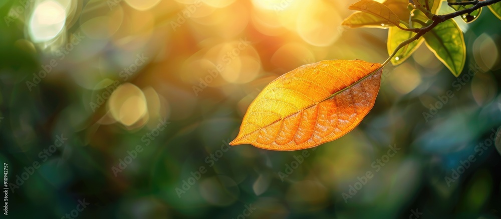 Poster Macro shot of a leaf with a blurred background ideal for copy space image