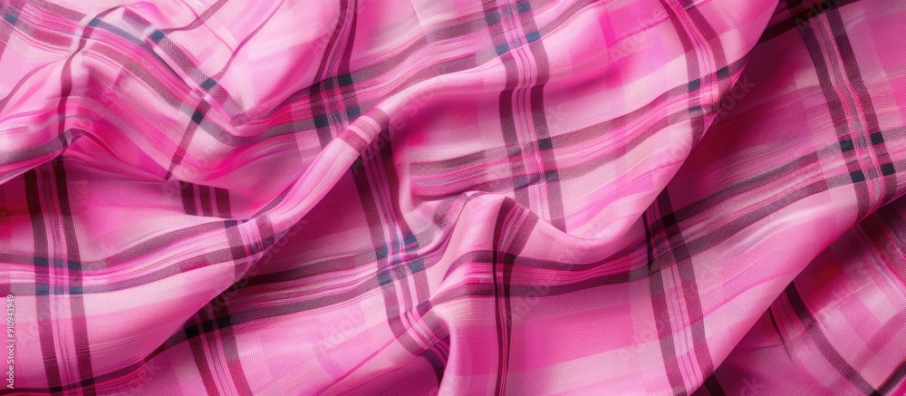 Poster Top view of a pink plaid pattern with space for text or other elements in the image. Creative banner. Copyspace image