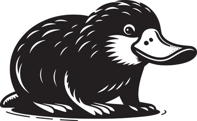 Platypus Silhouette isolated on white background Minimalist Platypus vector shape icon