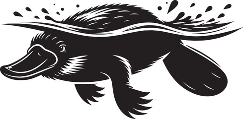 Platypus Silhouette isolated on white background Minimalist Platypus vector shape icon