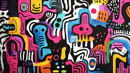 Creative abstract fun doodles on paper with black magic marker, flat scan, flat scan of doodles on paper with black magic marker