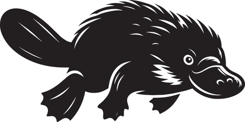 Platypus Silhouette isolated on white background Minimalist Platypus vector shape icon