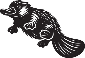 Platypus Silhouette isolated on white background Minimalist Platypus vector shape icon