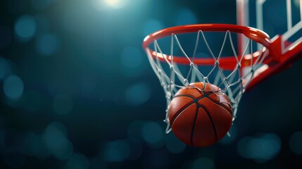 Fototapeta premium A Basketball Net With A Ball Near The Hoop, Capturing The Anticipation, Wallpaper Pictures, Background Hd