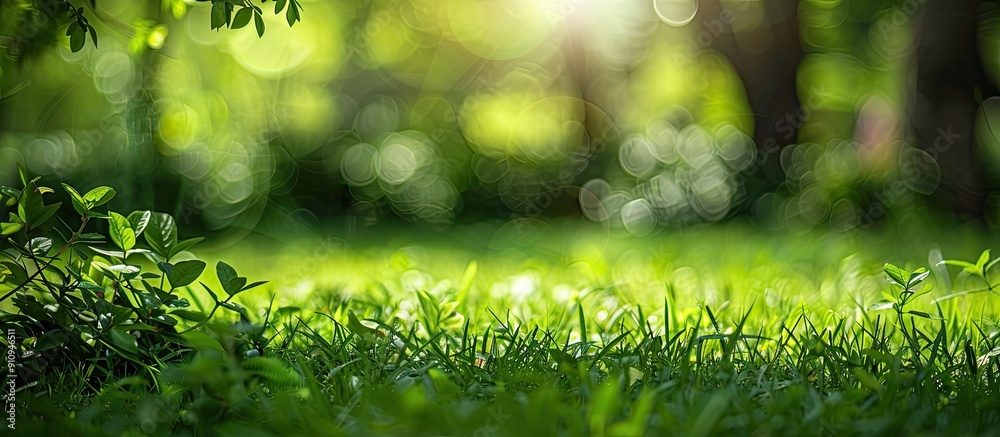 Poster green garden scene with blurred background perfect for a copy space image