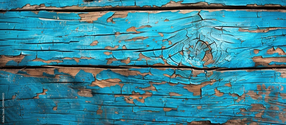 Aufkleber High resolution top view image of a blue wooden background featuring a crackling effect ideal for copy space