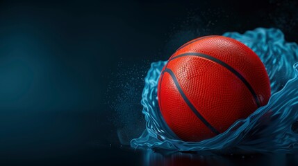 A Basketball On A Black Background With Dynamic Abstract Lights, Wallpaper Pictures, Background Hd