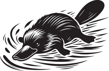 Platypus Silhouette isolated on white background Minimalist Platypus vector shape icon