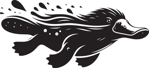 Platypus Silhouette isolated on white background Minimalist Platypus vector shape icon